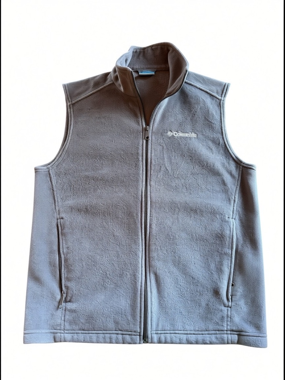 Columbia Fleece Vest Men’s Medium Gray Full Zip Outdoor Hiking Layer